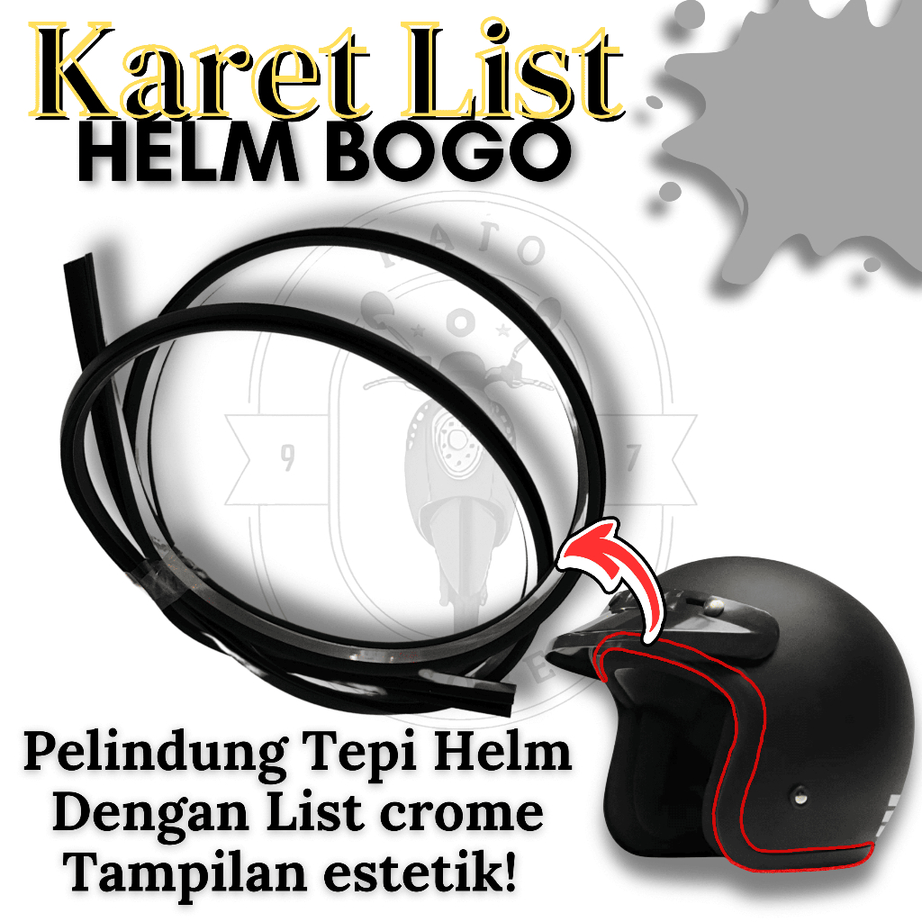 List Karet Helm Halfface, Hitam CROME KARET LIST HELM BOGO / karet helm/ lis /list helm