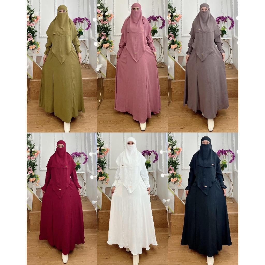 Aje Zas -Gamis Crinkle polos Syar'i Kode - HAFIZA Muslim Wanita Dress Airflow