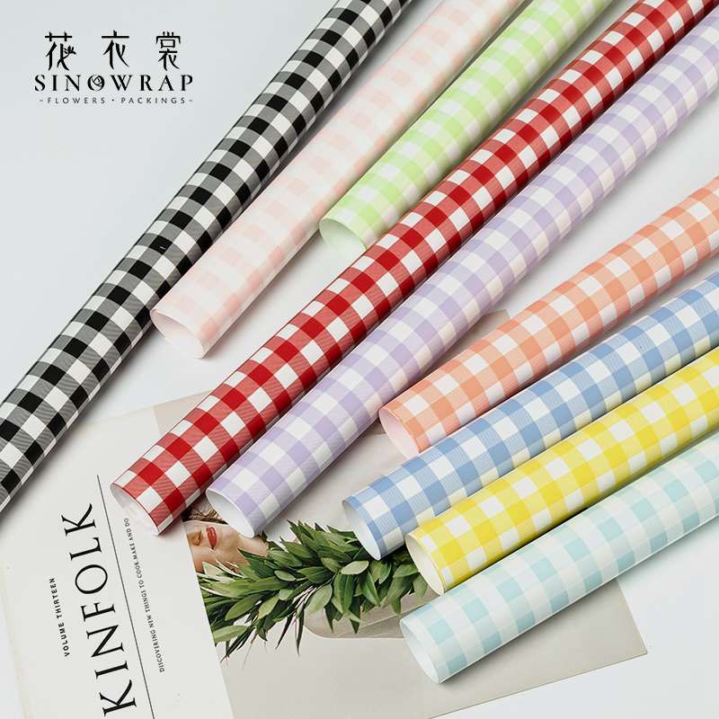 

20 Lembar Kertas Taplak Motif Square Kotak Kotak Flower Wrapping Paper Cellophane Iist Gold