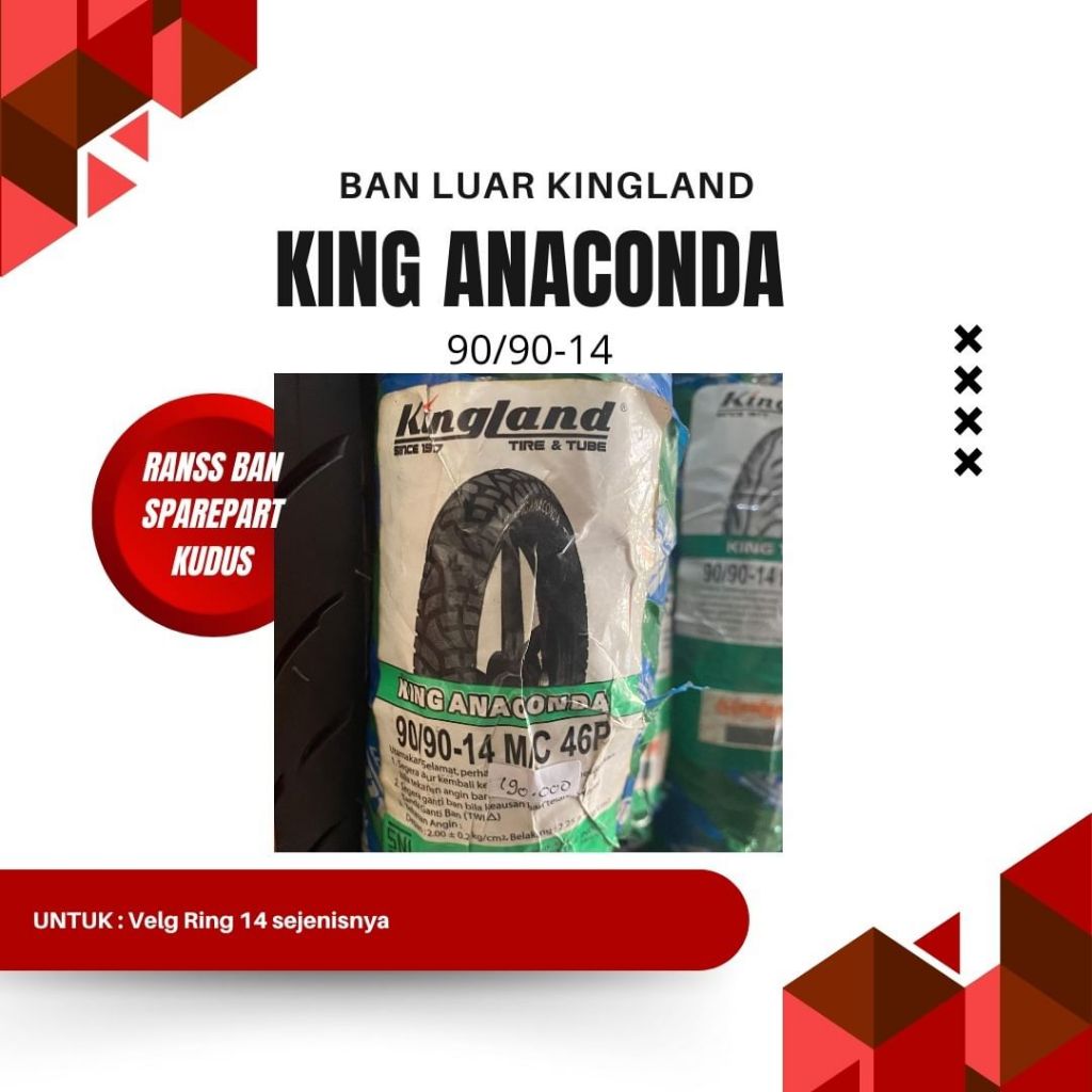 BAN LUAR KINGLAND KING ANACONDA TUBETYPE 90/90-14