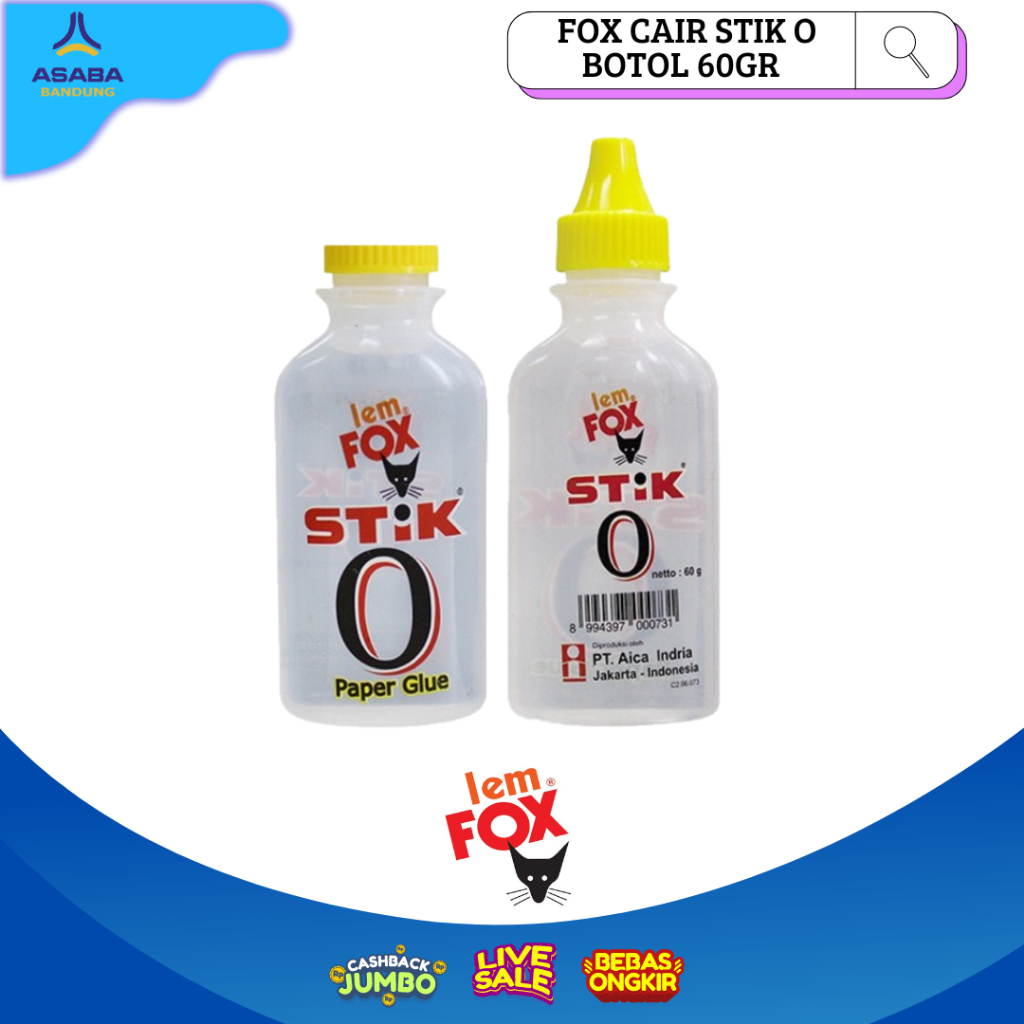 

Asaba Bandung - Lem Fox Cair Stik O Botol 60 Gram Original