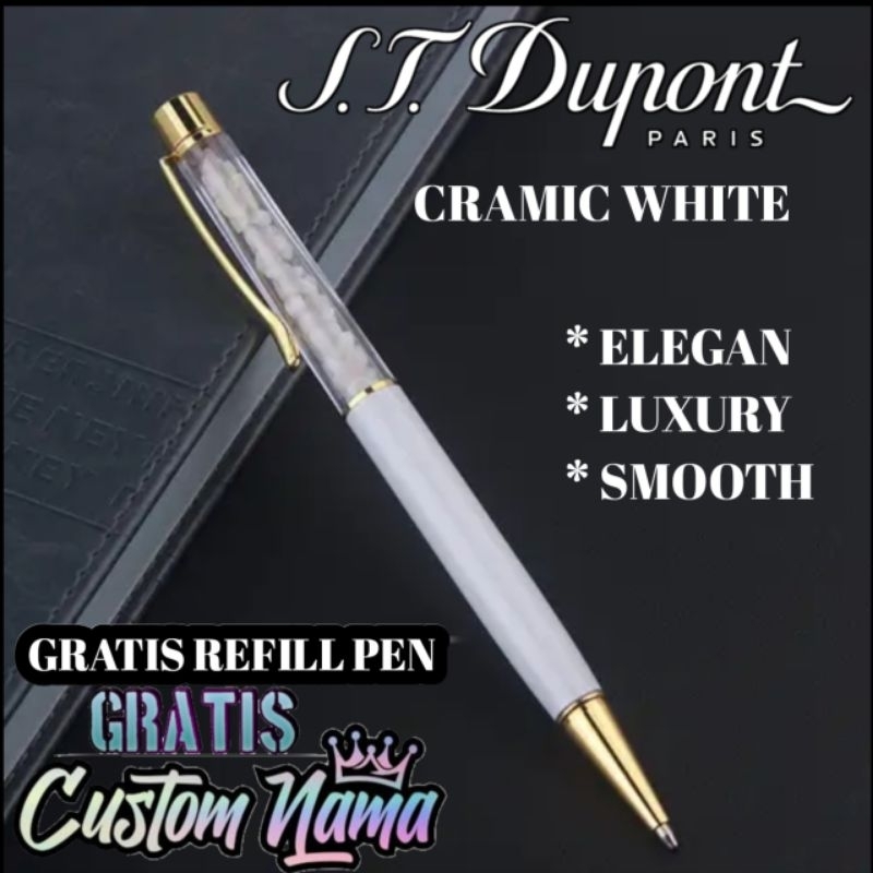 

Bollpoint Mewah St Dupont BP Cramic White Gratis Refill Pen, Gratis Grafir Nama Dan Box Exlusive St Dupont