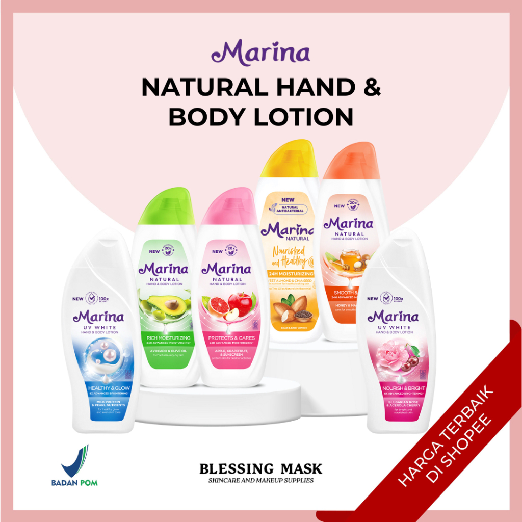 Marina Natural Hand & Body Lotion - 150mL | Hand & Body Lotion UV White - 92mL
