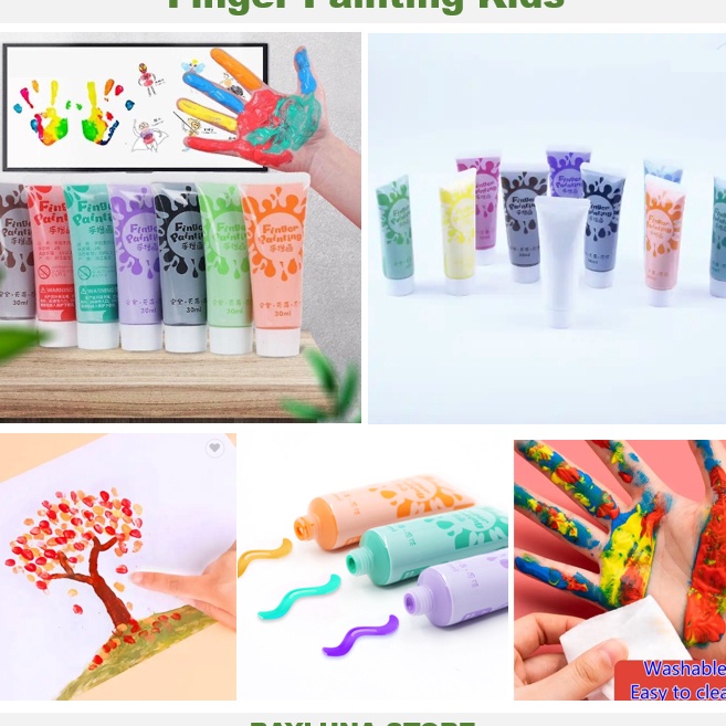 

SUPER Bayluna Washable Finger Paint Hand Painting Cat Warna Non Toxic 12 color 3ml