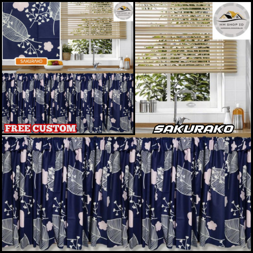 Set Dekorasi Gorden Kolong Dapur SAKURAKO Kain Katun Premium