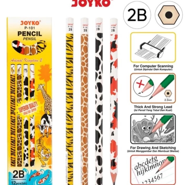 

KUALITAS TERBAIK pencilPencil pencil 2B animal kingdom1 box isi 12 pcs