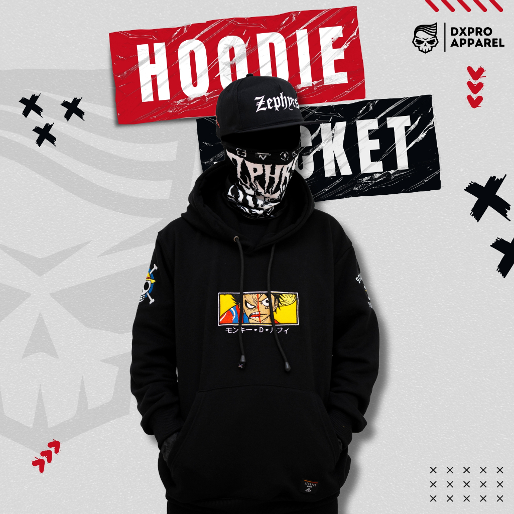 HOODIE ANIME ONE PIECE D. LUFFY BORDIR