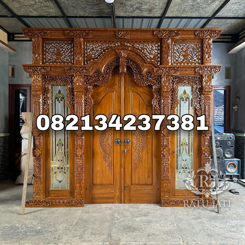 pintu gunungan wayang jepar 3meter ukir jati premium