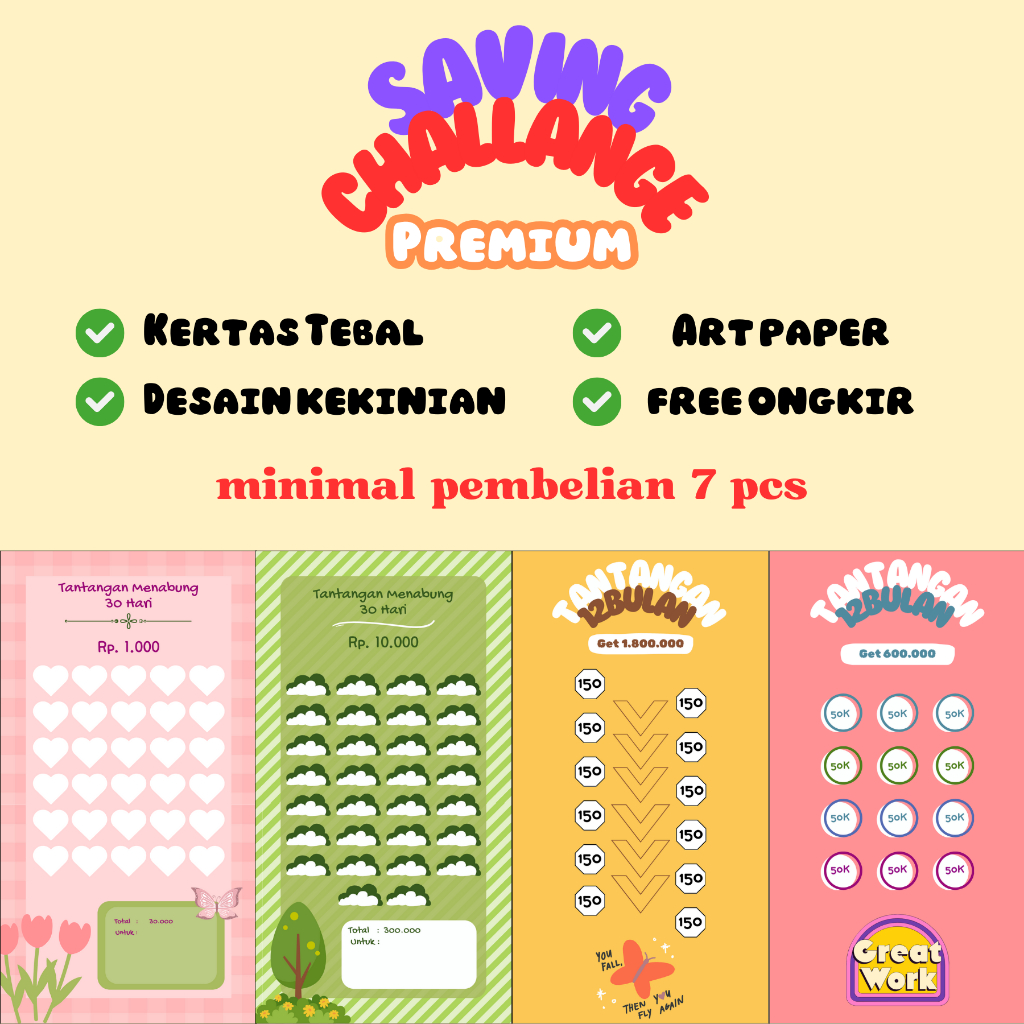 

Saving Challange A6 Premium | Tantangan Menabung | Budgeting | Art paper