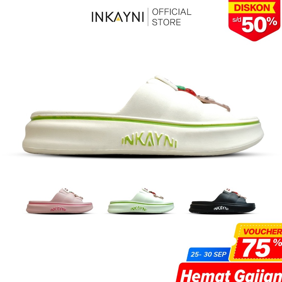 Stok terbatas INKAYNI Sendal Selop Anak Perempuan Size 335 Anti Slip Motif Sweet Cream YK36