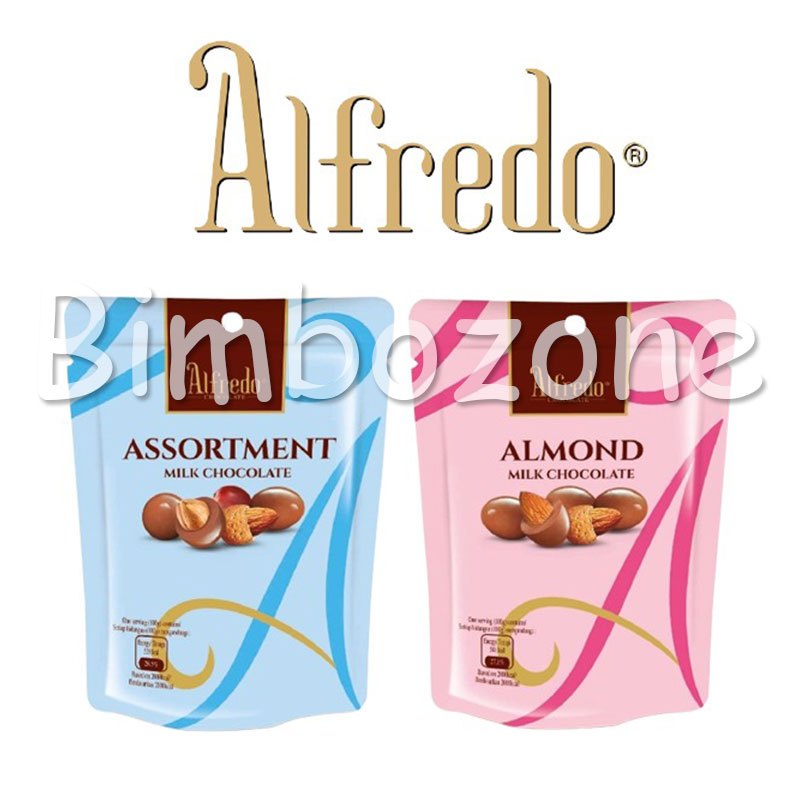 

Bimbozone - Alfredo Coklat Almond Kismis Hazelnut Assortment Milk Chocolate Kemasan Pouch 30g