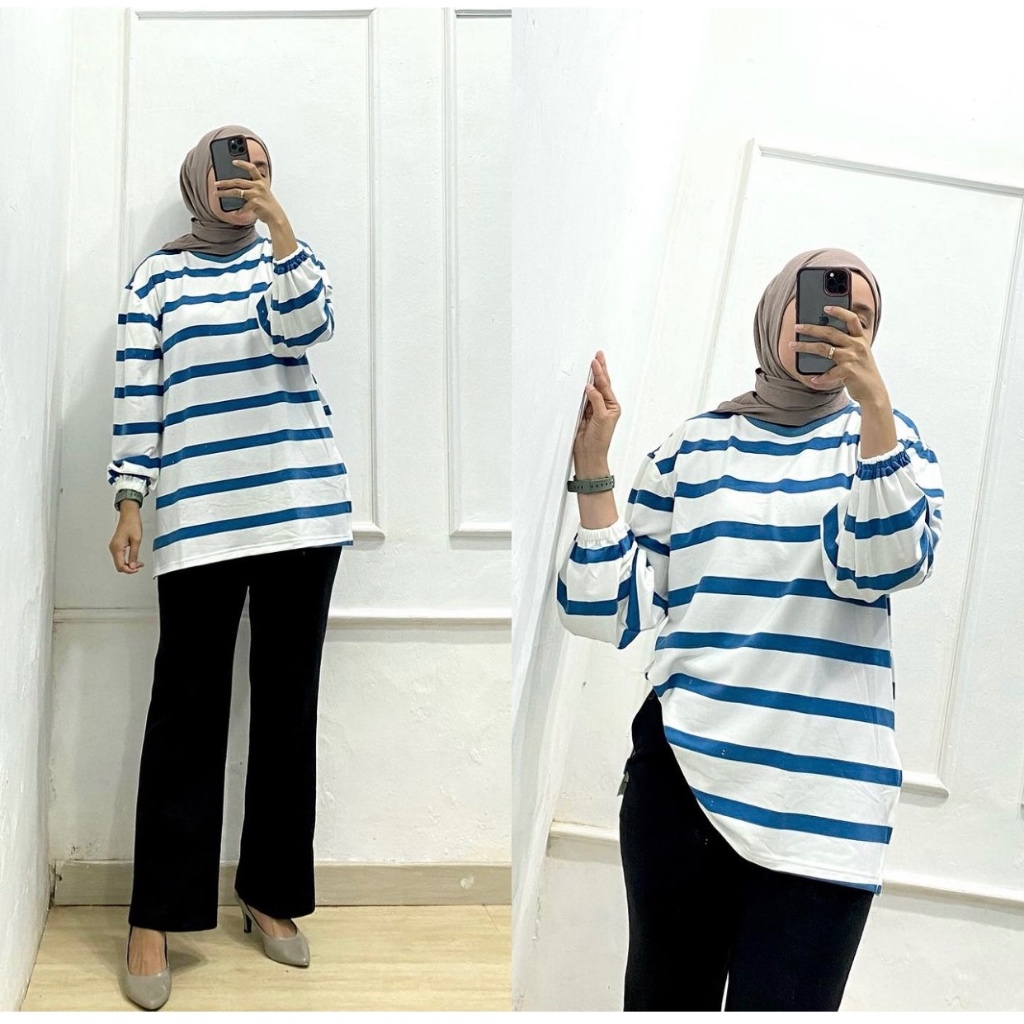 kaos wanita jumbo salur kaos import premium kaos salur wanita jumbo atasan salur wanita jumbo
