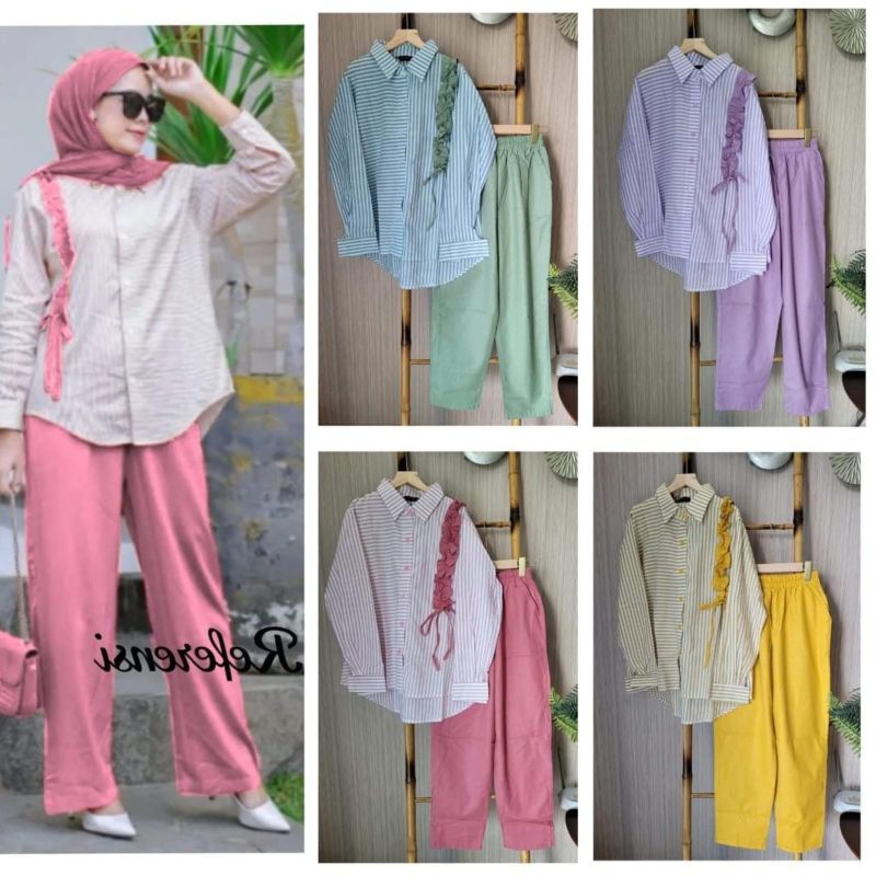 One set celana ORI jevanni /one set zeline/setelan celana terbaru