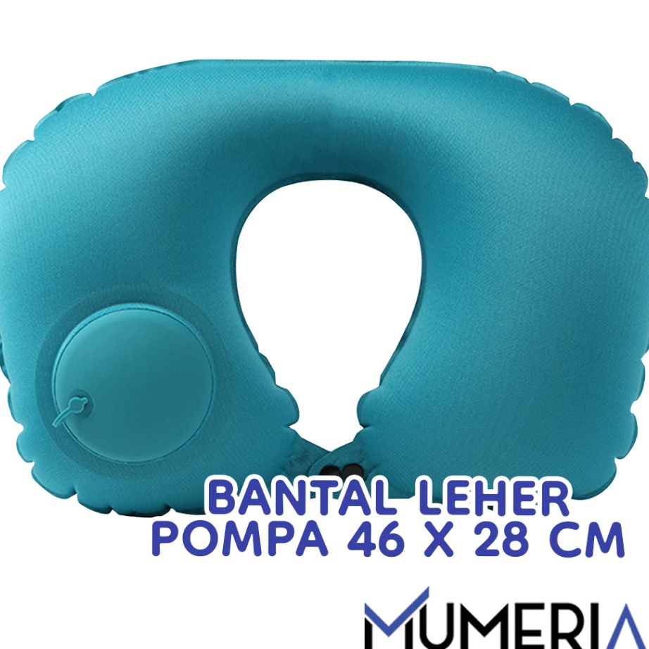 HARGA GROSIR  Bantal Leher Angin Pompa Tekan Tiup PVC 46 x 28 CM Penahan Ganjalan Kepala Tidur Perja