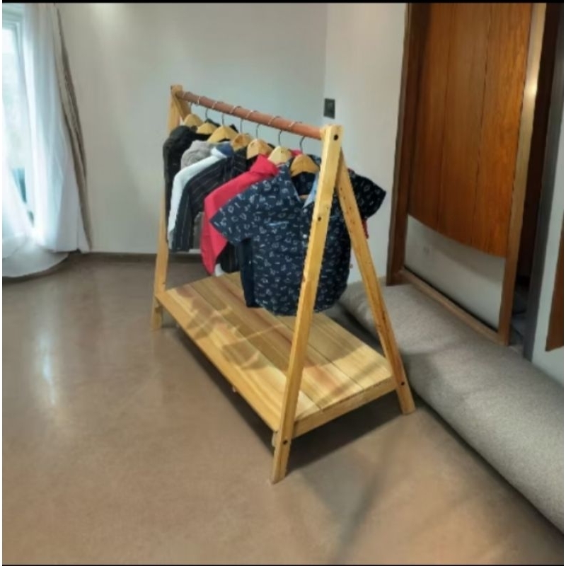 ladder hanger stand kayu gantungan baju murah , ladder hanger stand kayu aesthetic multifungsi , lad