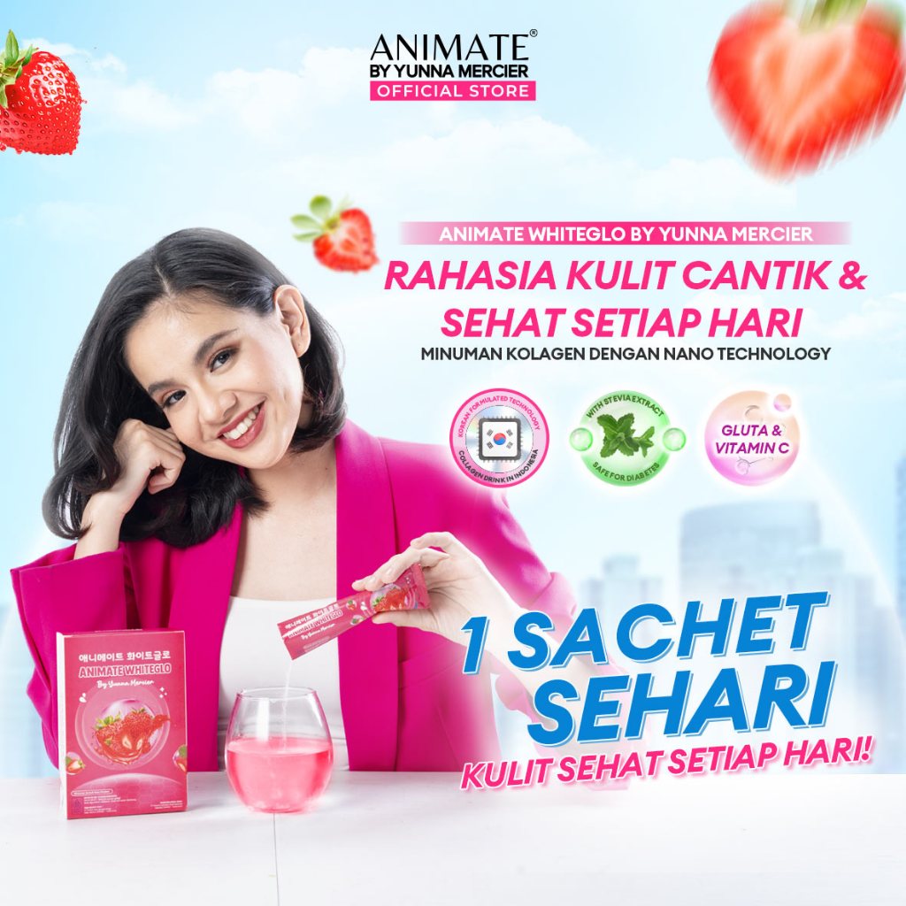 

Animate Whiteglo Strawberry Collagen Drink | Minuman Kolagen Pencerah Kulit