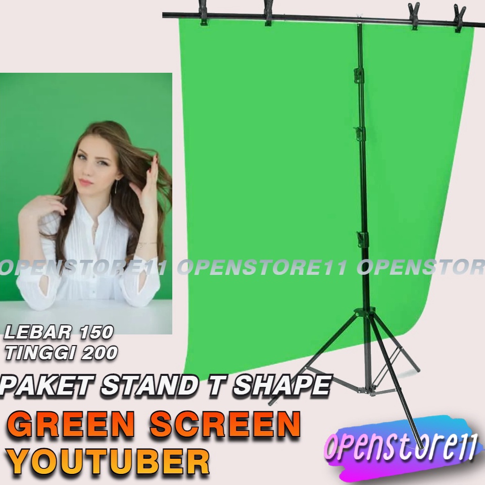 Terbagus Green Screen Portable Youtuber Stand T Shape 15 x 2cm