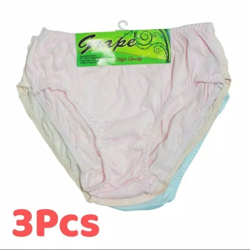 [grape] cd wanita celana dalam / underwear wanita mini size M paket hemat 3 pcs