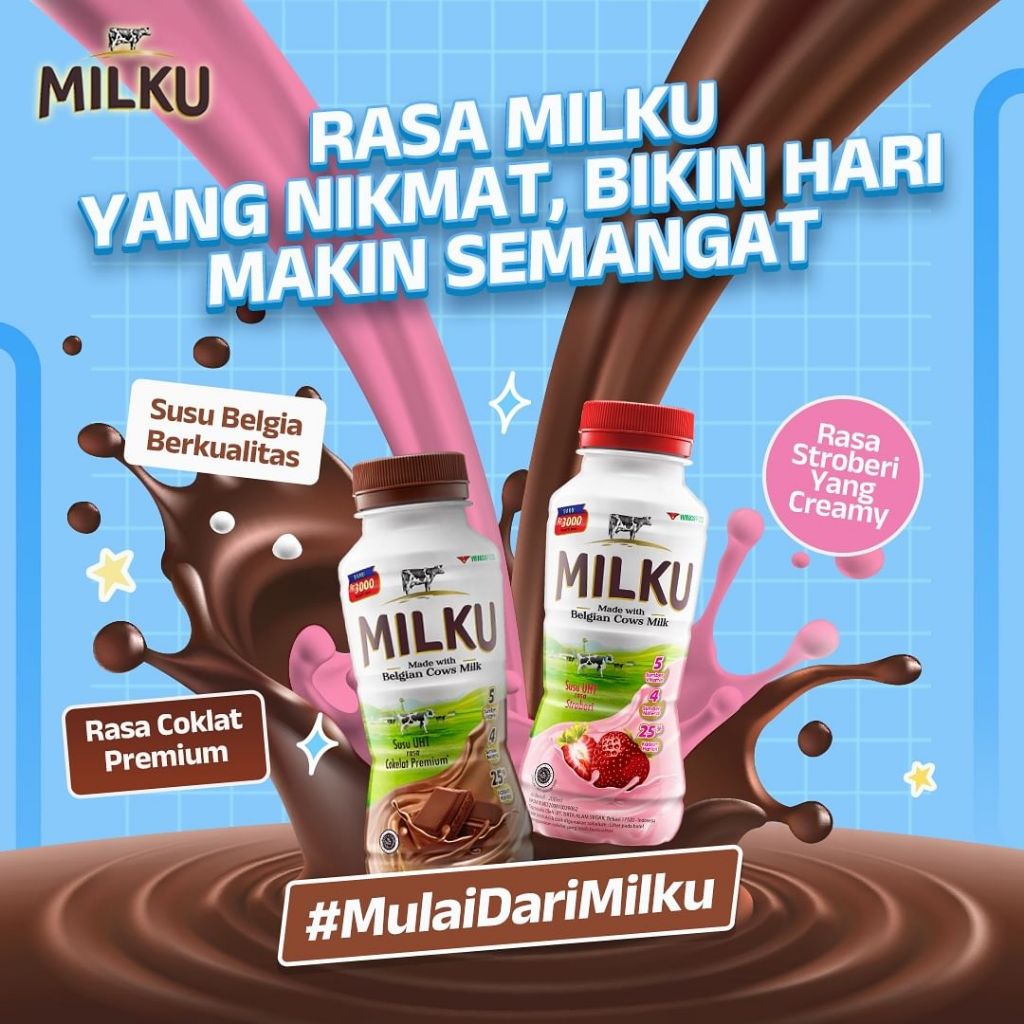 

Milku Susu UHT Rasa Coklat dan Stroberi 1 Botol