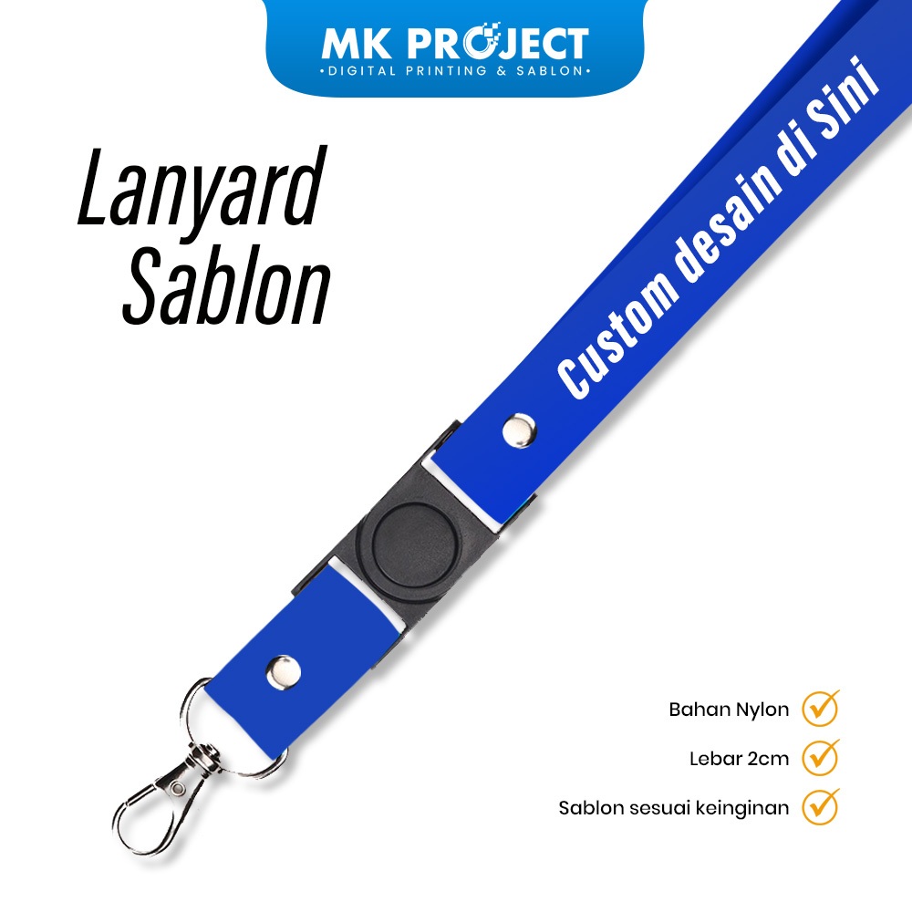 

LANYARD PRINT SUBLIM FULL COLOR DAN SABLON 2 CM TALI GANTUNGAN ID CARD NAME TAG 2 SISI