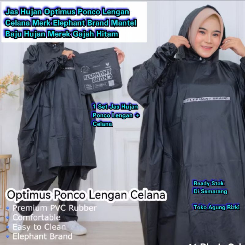 Ready Jas Hujan Optimus Ponco Lengan Celana Merk Elephant Mantel Baju Hujan Merek Gajah Hitam