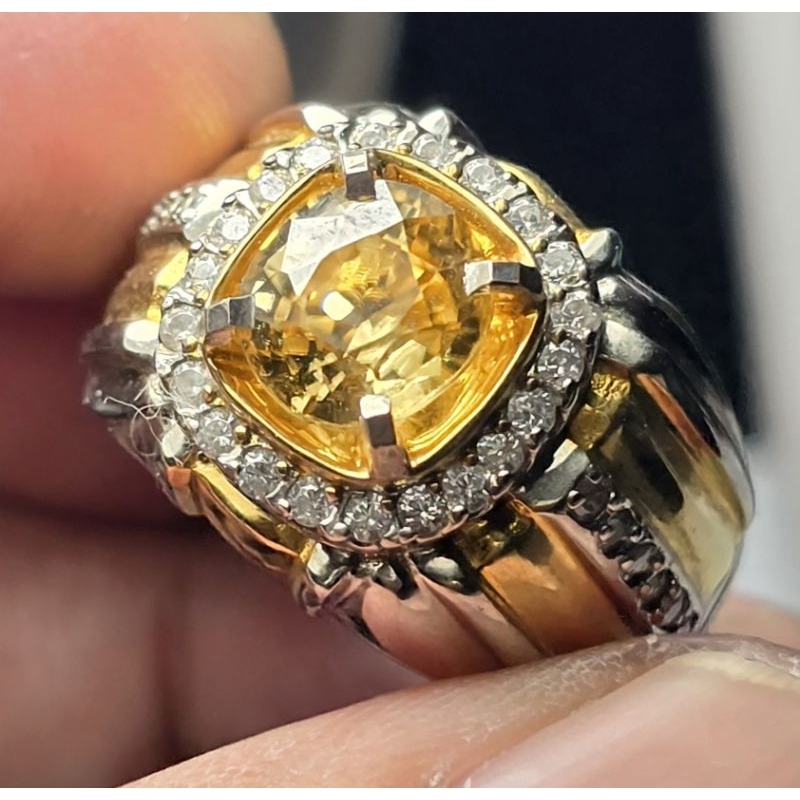 Natural Yellow Zircon Ring Perak memo GRI Lab