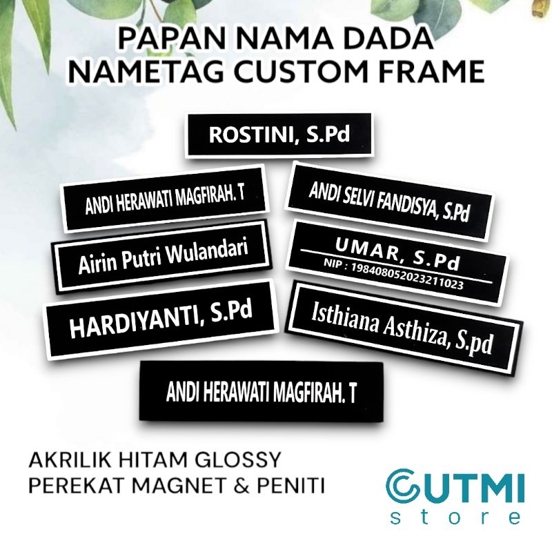 

Papan Nama Dada custom Frame Name Tag Akrilik Laser Marking
