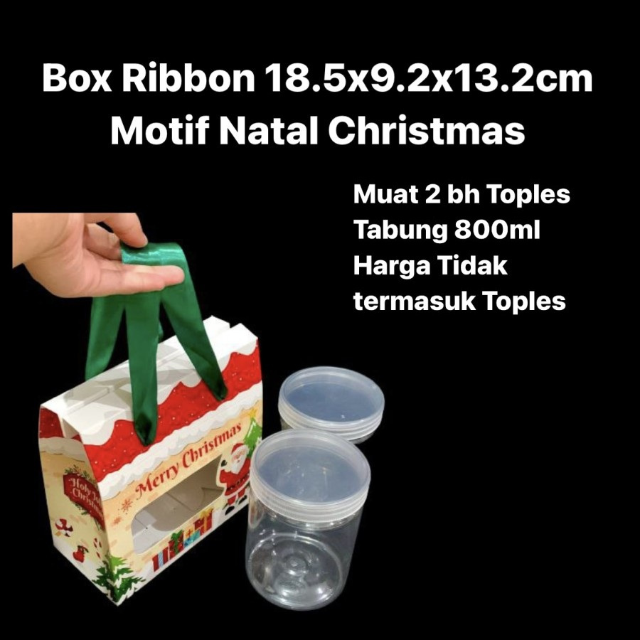 

(10pcs) Dus Tenteng Natal Kemasan Toples Kuker Cookies 800ml Box Parcel Kado Size 18x9x13cm