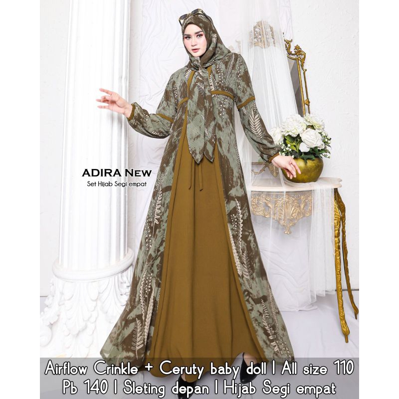 Set gamis hijab/ Andara Set wanita terbaru/Adira Set Hijab/Gamis Set