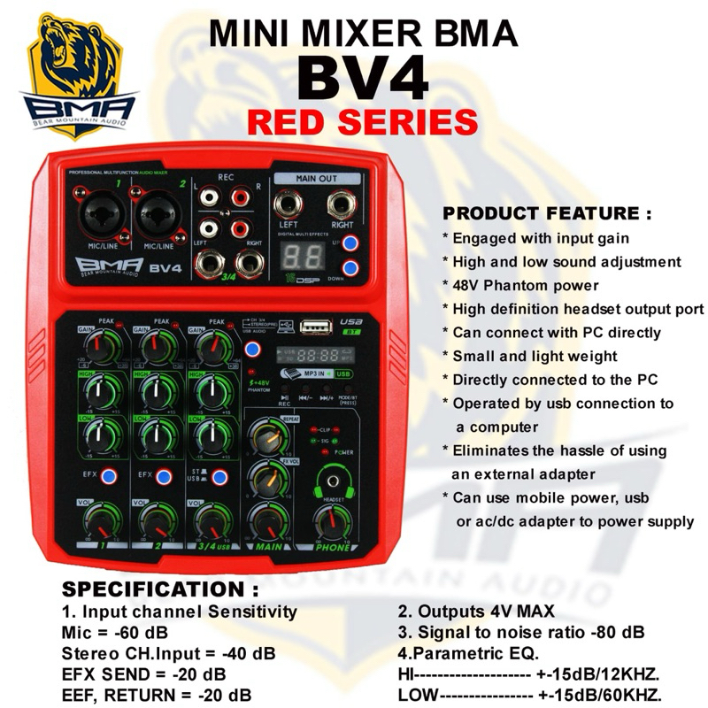 Mixer 4 Channel BMA BV4 Mixer Recording