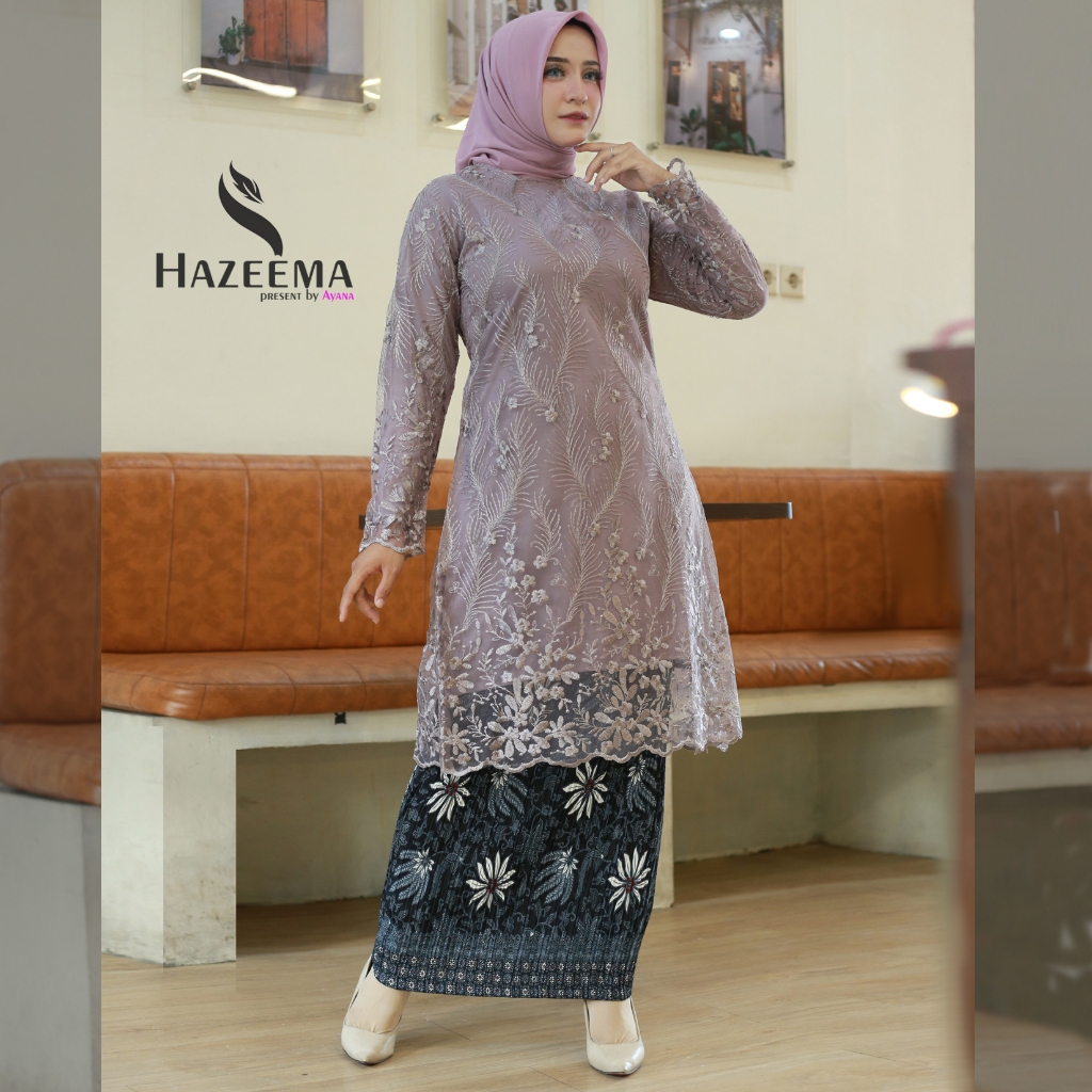 Ungu Lilac - 𝗦𝗲𝘁𝗲𝗹𝗮𝗻 𝗧𝘂𝗻𝗶𝗸 𝗧𝗶𝗹𝗹𝗲 Atasan Brukat Kebaya Modern / Baju Kurung / Hazima Kebaya Wisuda / 