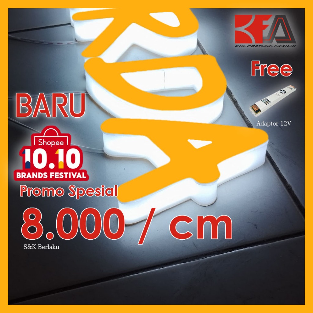 Huruf Timbul Full Akrilik | Huruf Timbul Akrilik | Huruf Timbul Nyalah | Huruf Timbul Custom