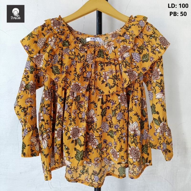 BLOUSE KOREAN LOOK BUNGA KERAH SAILOR RUFFLE