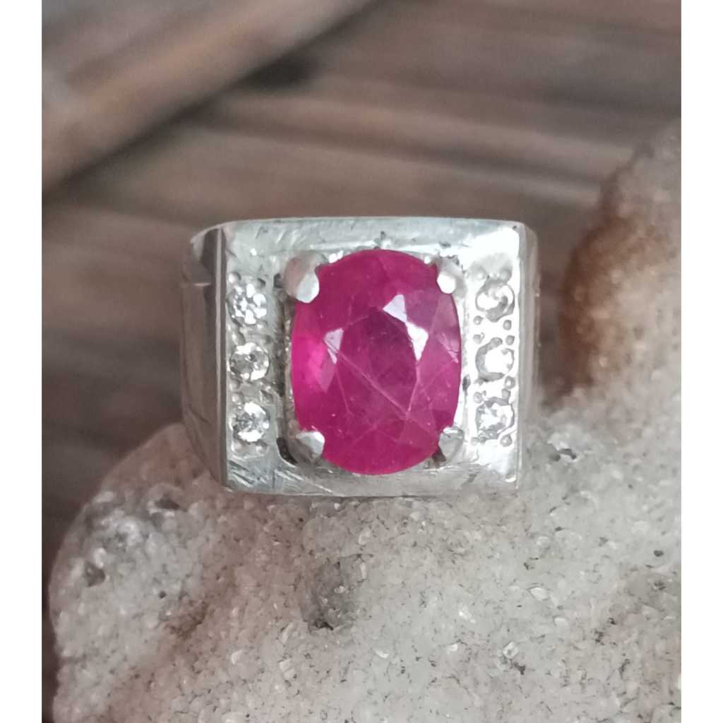 Natural Ruby Kristal Ring Perak 925 Handmade