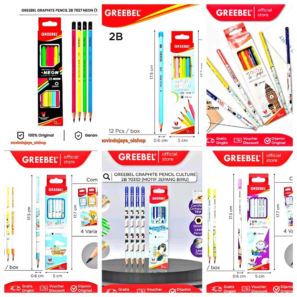 

PENSIL 2B MEREK GREEBEL TERSEDIA 6 VARIAND TYPE LUCU TERLARIS