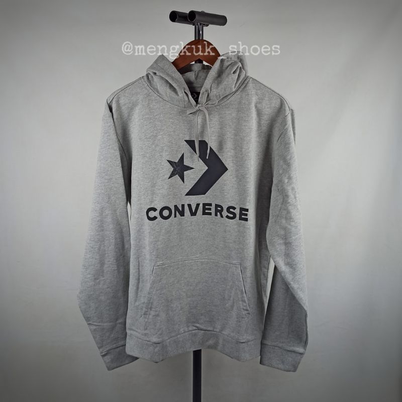 Jaket Converse Star Chevron PO Hoodie Men size L GREY Original 100% - JAKET CONVERSE KATUN HOODIE