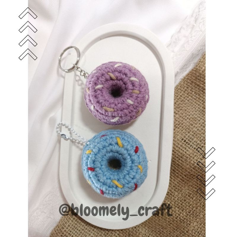Donut Amigurumi Keychain | Ganci Rajut Donat | Aksesoris Tas | Ganci Rajut | Ganci Lucu | Ganci Raju