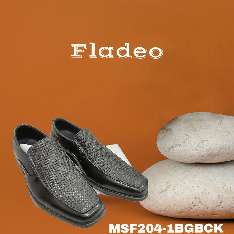 Fladeo shoes - Sepatu formal pria hitam pantovel kerja kuliah wisuda & kondangan