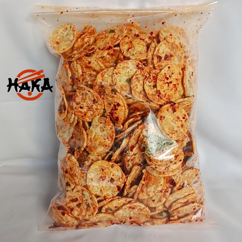 

Keripik tempe pedas daun jeruk 1kg