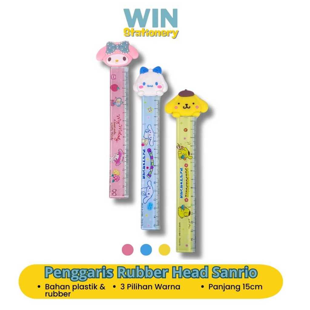 

Penggaris Head Rubber Premium Sanrio, My melod, Cinnamorol, Pompompurin