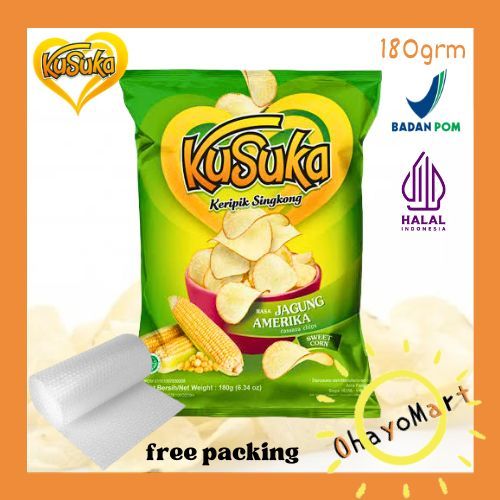 

Kusuka Keripik Singkong Jagung Amerika / Cassava chips Sweet Corn 180g