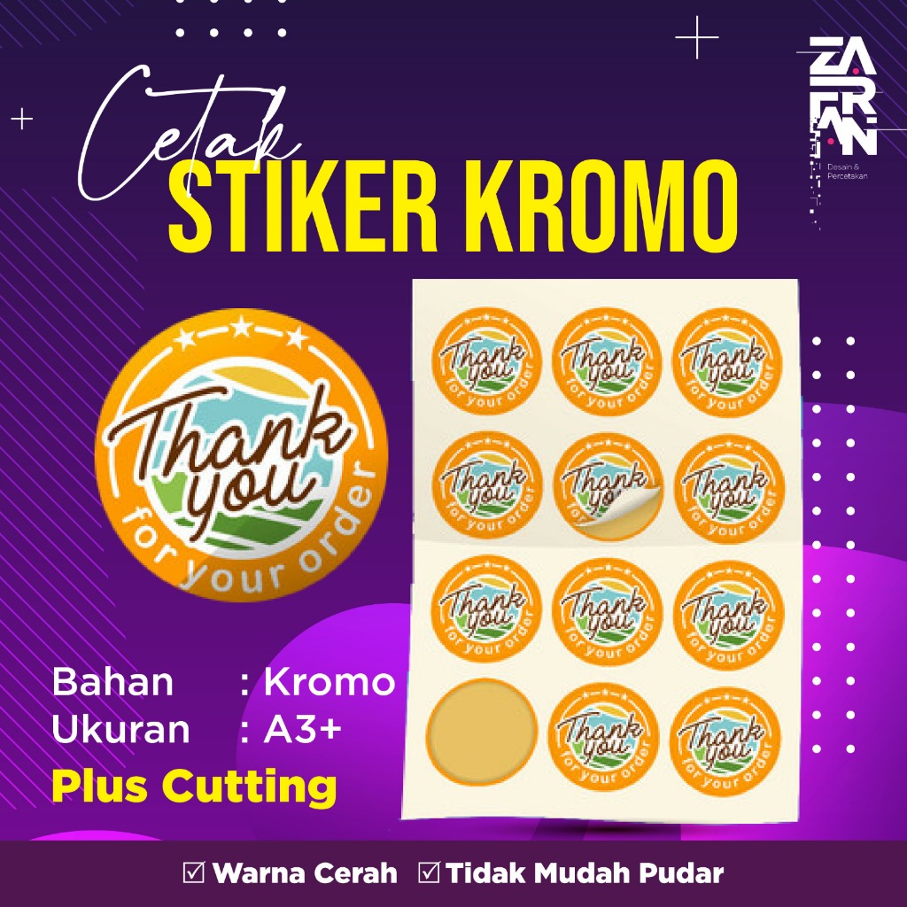 

CETAK STIKER CHROMO CUT A3 MURAH / CETAK STIKER LABEL KEMASAN MAKANAN MINUMAN ONLINESHOP MURAH