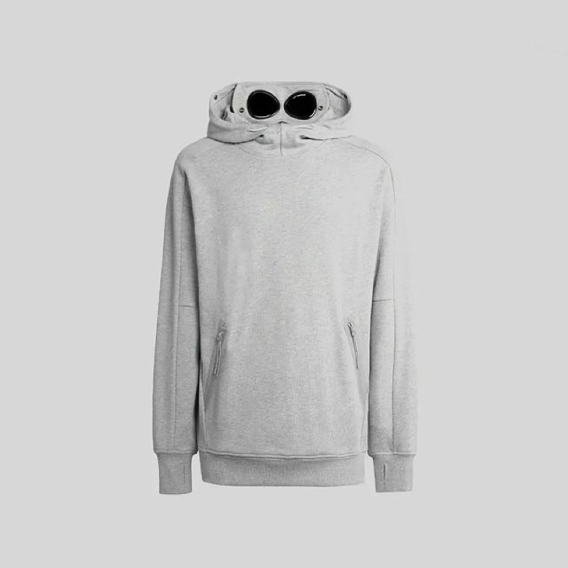 CP Company Diagonal Fleece Goggle Hoodie Jacket In Grey