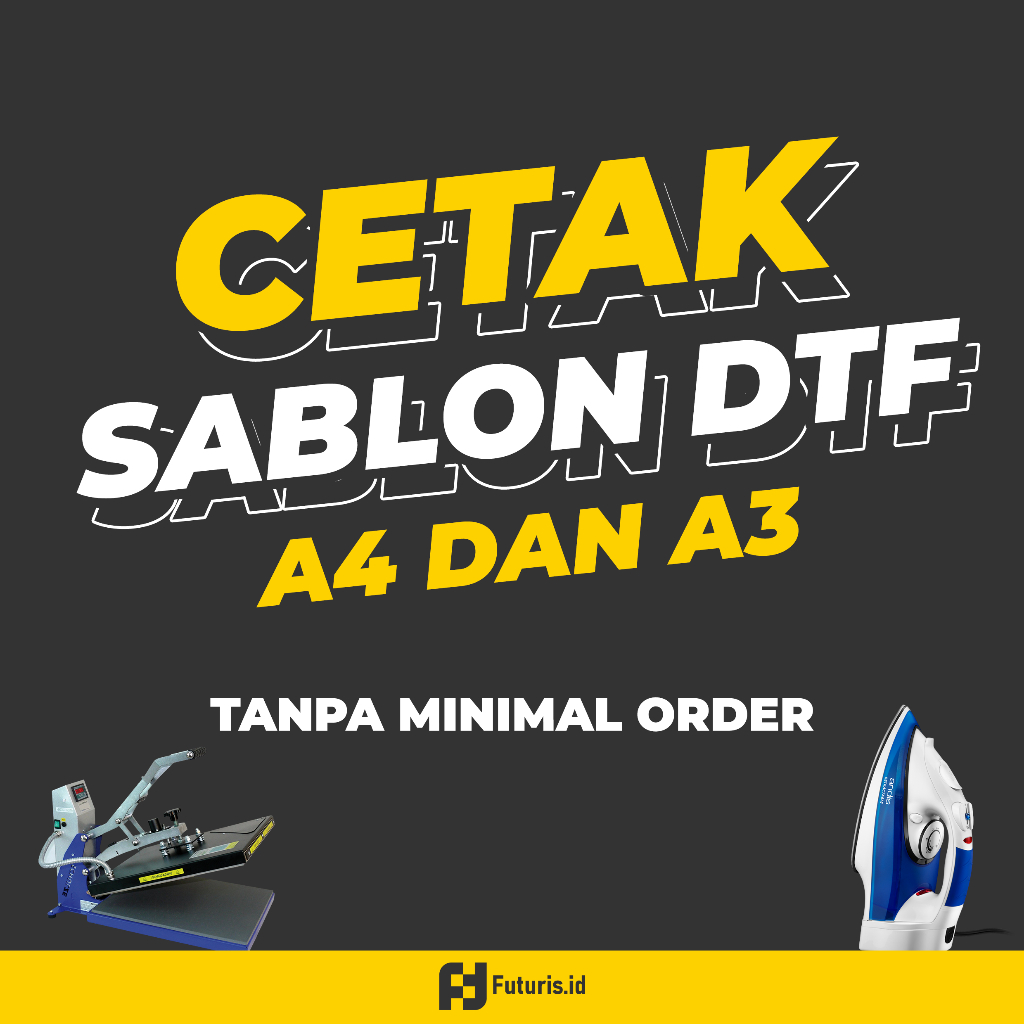 

Cetak Sablon Custom DTF A4 Dan A3 | Press atau Strika | Custom nama logo gambar foto