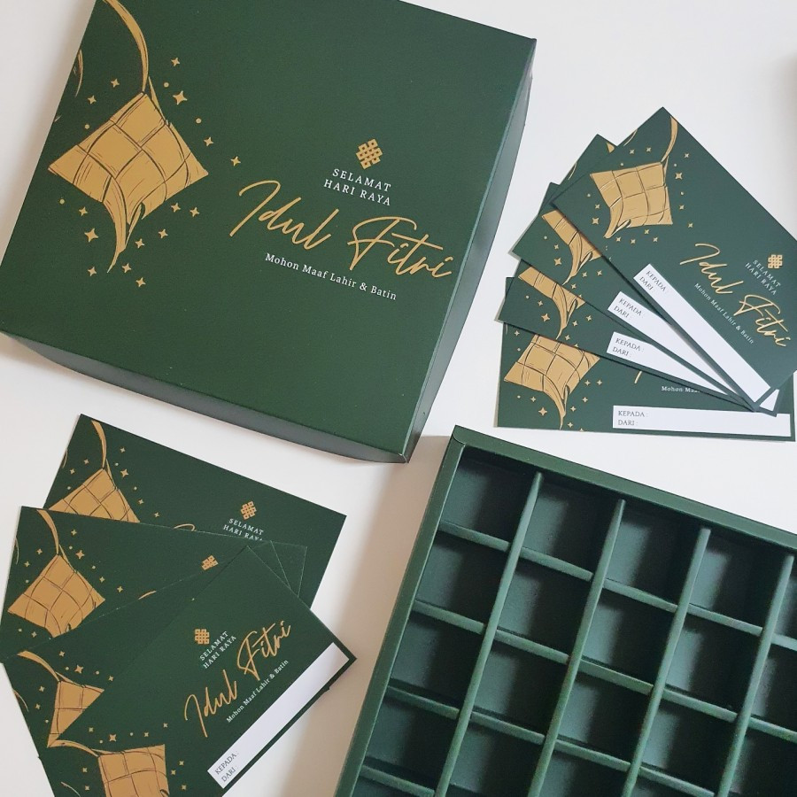 

( 5 pcs ) Kotak Box Idul Fitri Hampers Nastar Bulat Dus Sekat 25 Packaging Coklat Brownies Mini