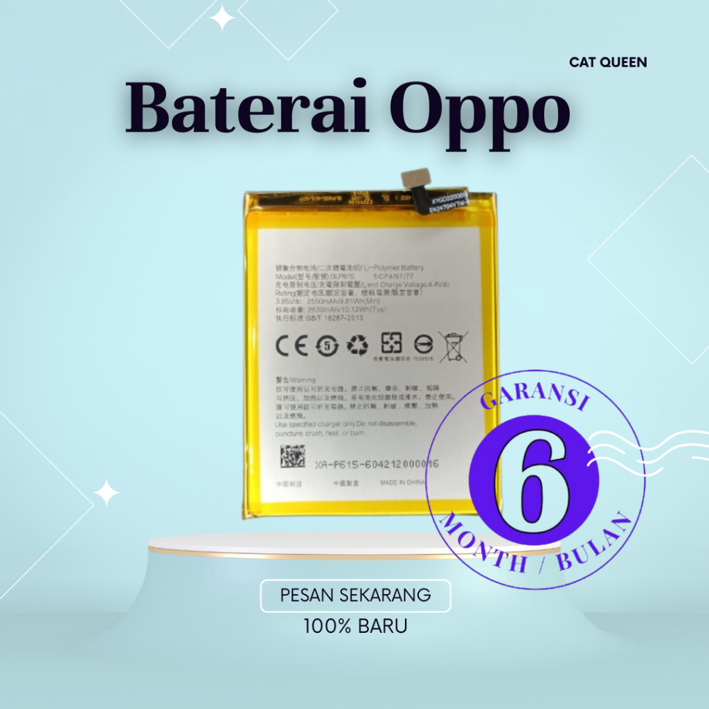 100% Baru Kapasitas Asli Baterai Batre Oppo RENO7 5g  RENO 4 4F A37 A3 A5S A17 A12 A32 F1 F9 F11 A5