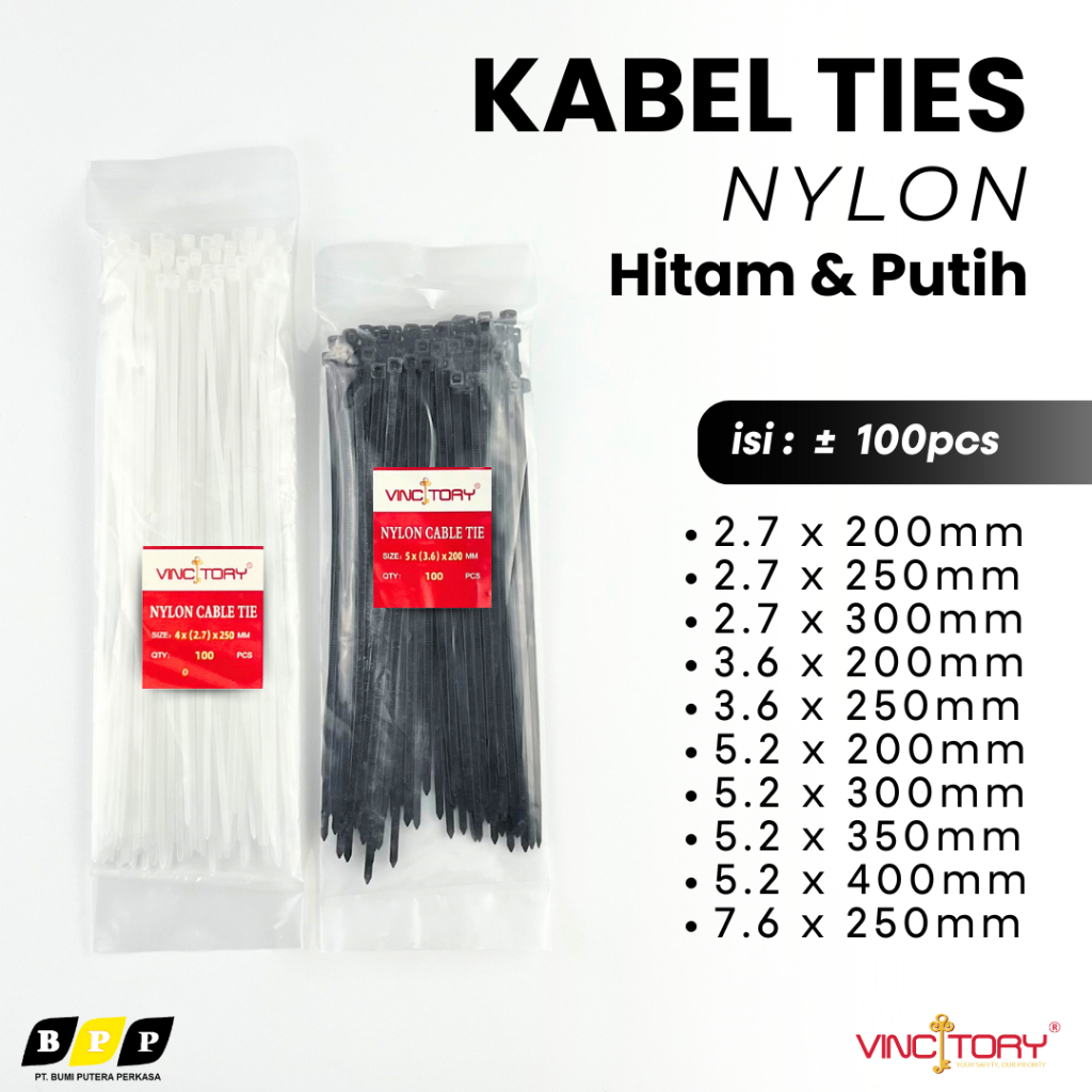 

Kabel Ties Warna Hitam & Putih Ukuran 20cm 25cm 30cm 35cm 40cm VINCITORY | Kabel Tie Nylon Kuat