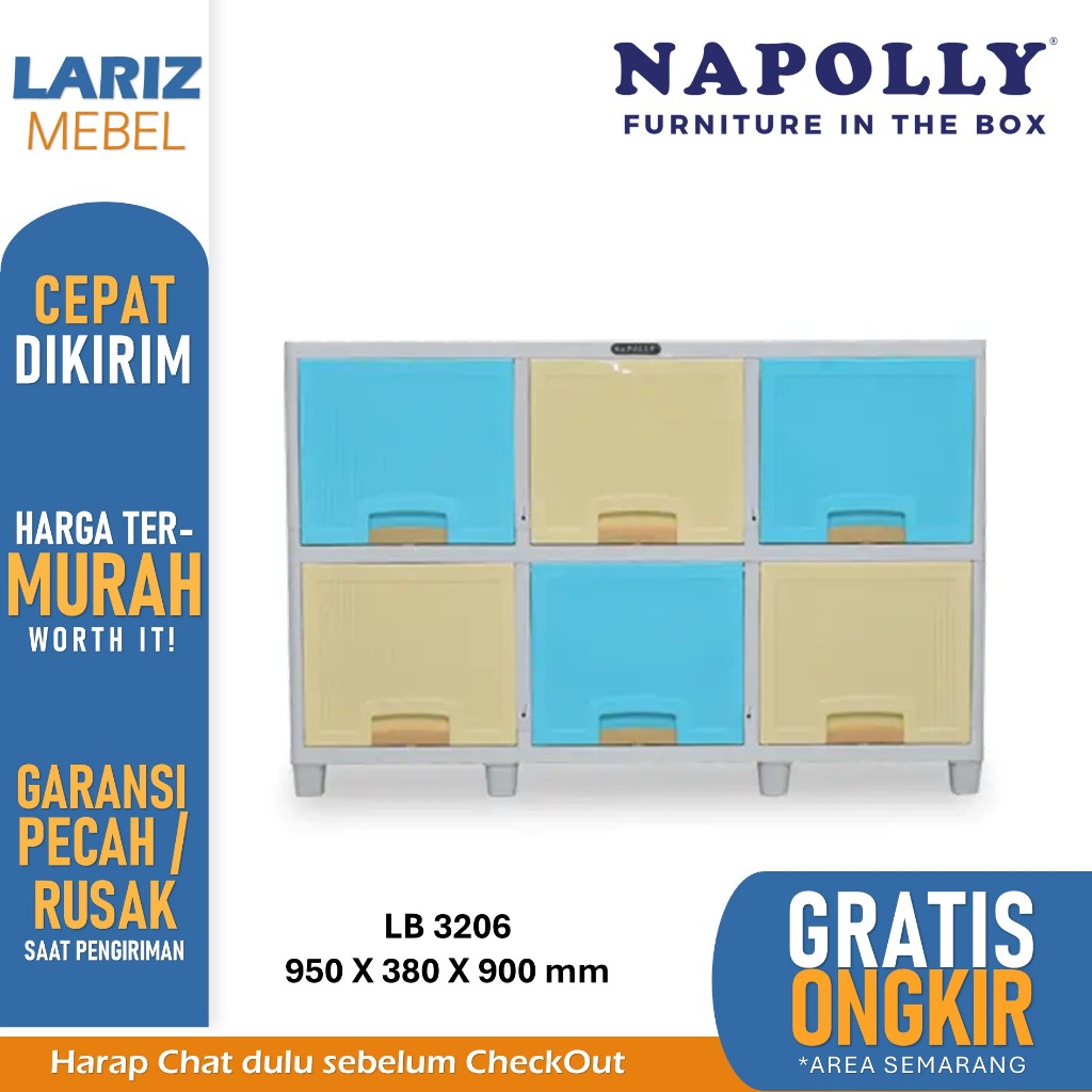 Lemari plastik triple Napolly 2 susun Locker Box 3206 Toko Lariz Mebel Semarang MURAH