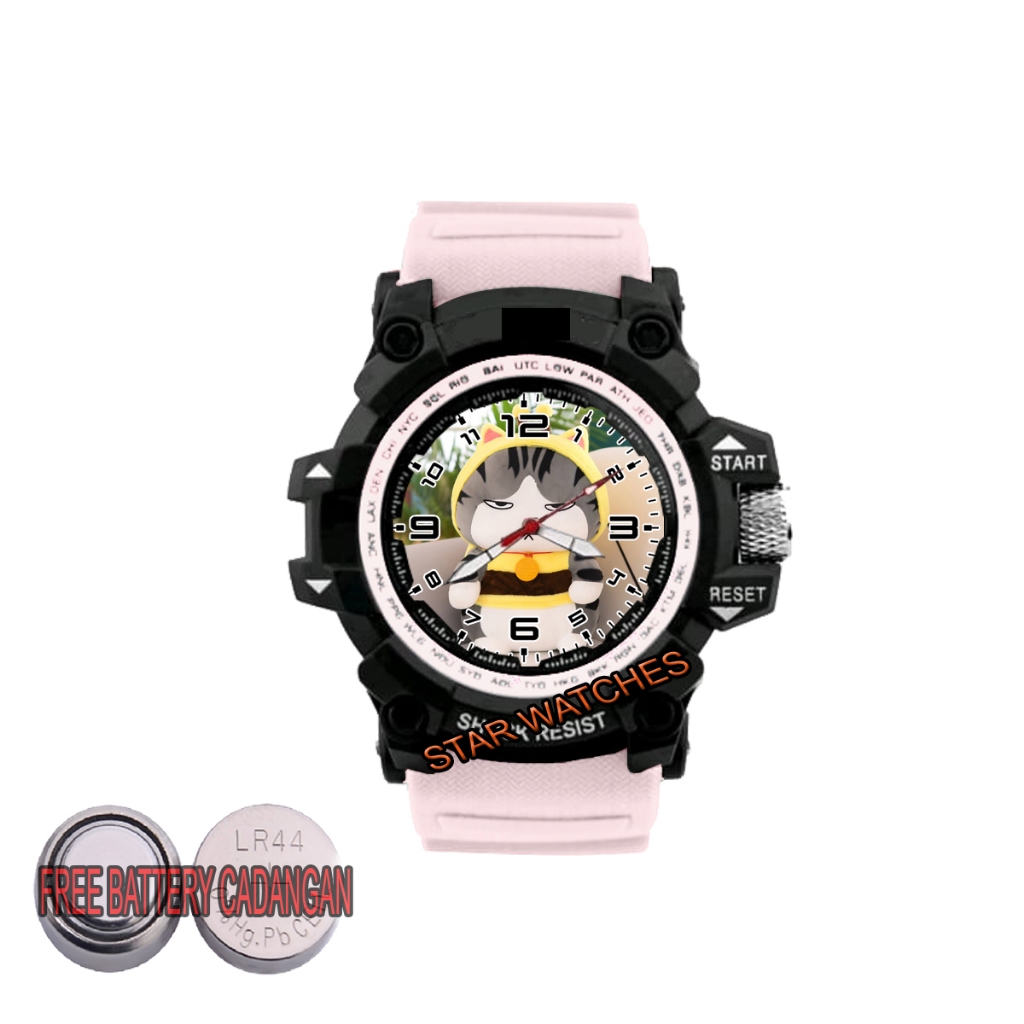 Jam Tangan Anak Perempuan Sport Cat Terbaru FREE Baterai Cadangan
