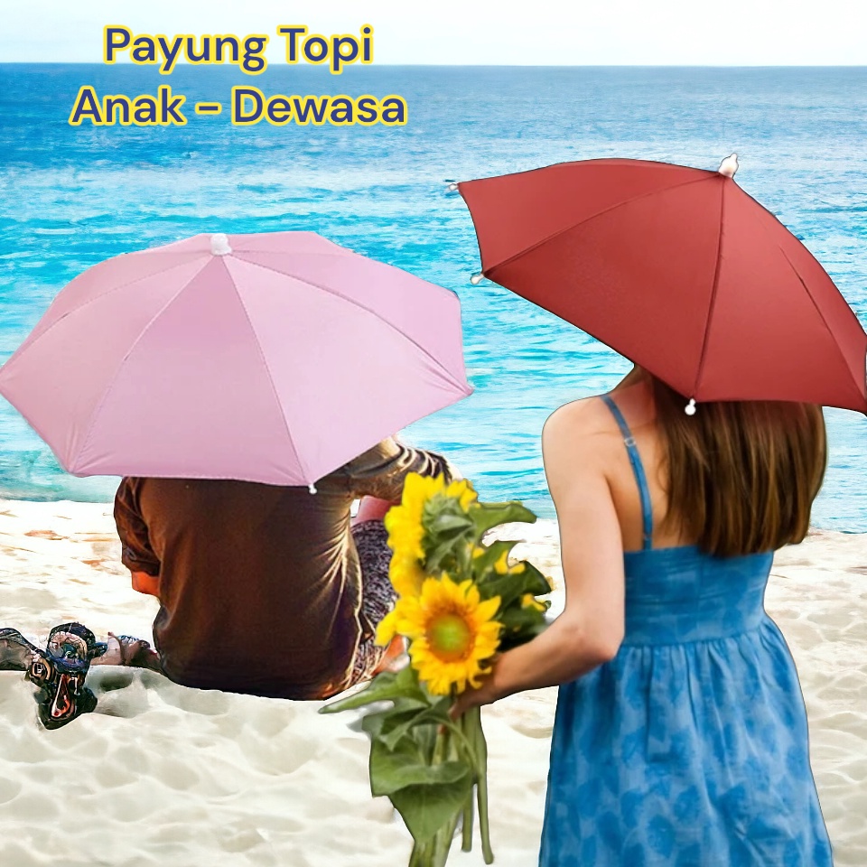 Pasti Hemat Topi Payung Mancing Payung Kepala Caping Berkebun Dewasa AnakAnak Anti UV Besar 5 6 cm
